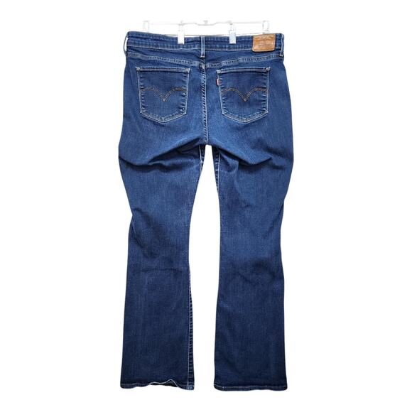 Levis 715 Bootcut Jeans Women 33x29 Dark Wash Stretch Denim Flare Mid Rise Big E - Picture 3 of 12